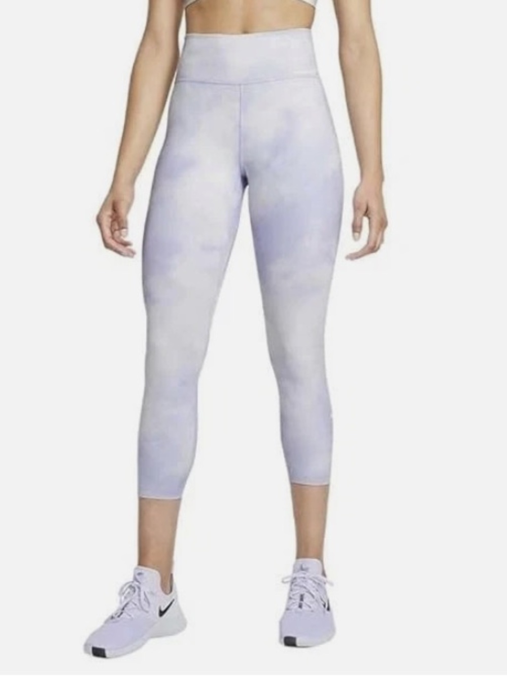 Women’s Nike cropped lavender and white leggings sz S 22’ inseam